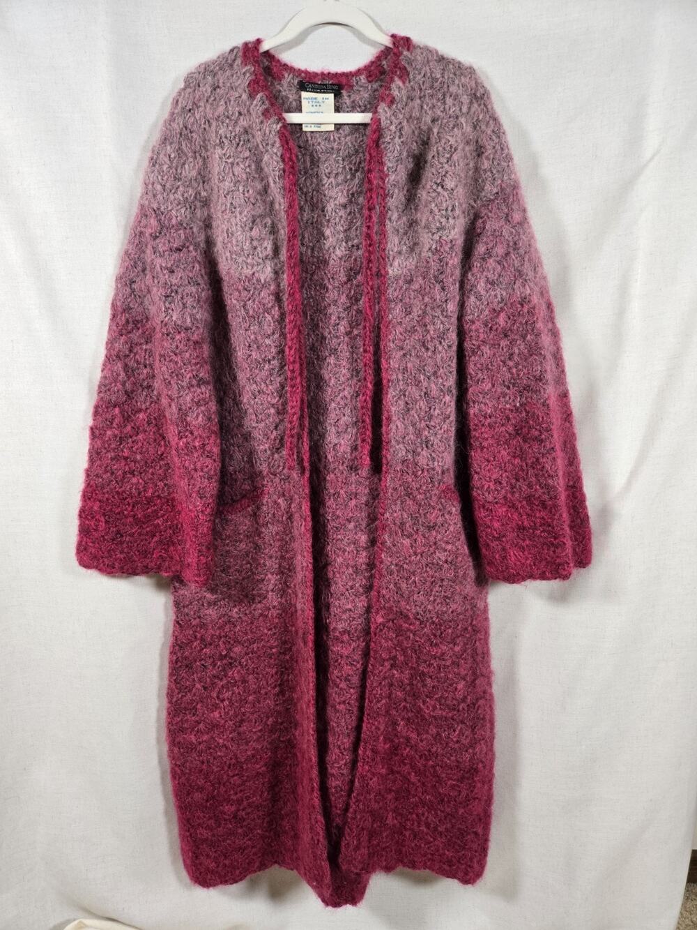 Candida Bing Handknits Italy Long Ombre Knit Duster Cardigan Sweater Wool Blend